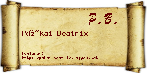 Pákai Beatrix névjegykártya