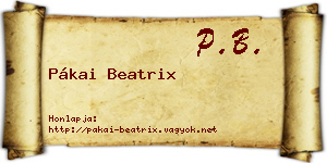 Pákai Beatrix névjegykártya